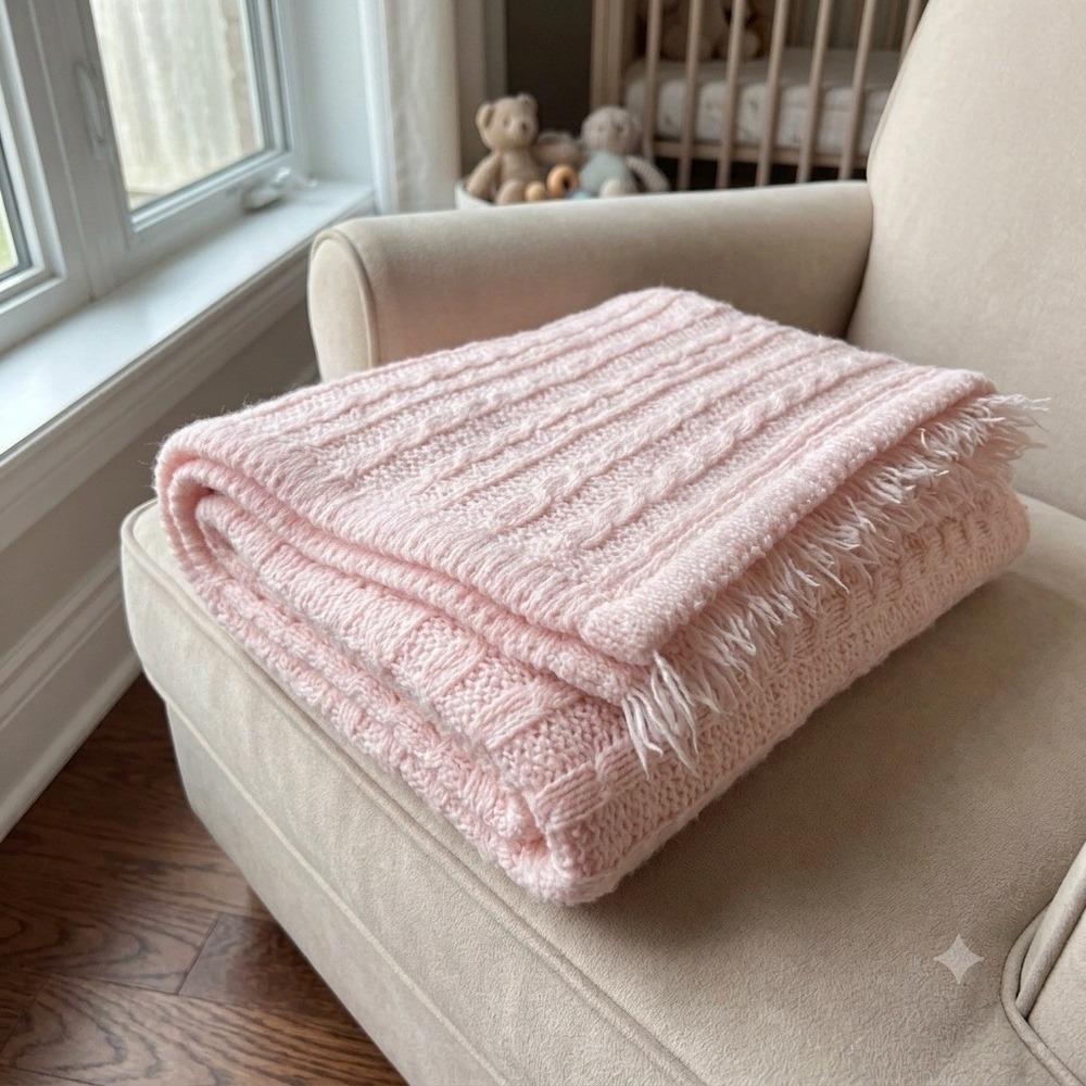 Target Amy Coe Pink Chenille Cable Knit Baby Blanket Limited Edition 36"x40"